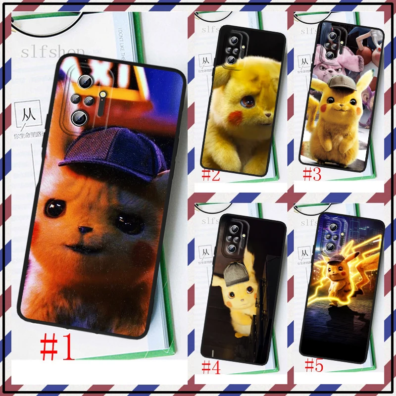 

Cute Cartoon Pikachu Pokemon For Xiaomi Redmi Note 11 10S 10 9T 9S 9 8T 8 7 6 Pro Plus Max 5G Black Soft Luxury Phone Case