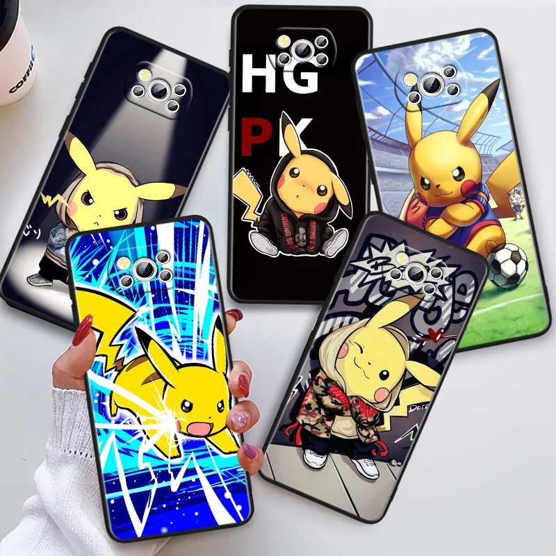 

Pikachu Anime Phon Case For Xiaomi POCO C50 C40 C31 C3 M5S X4 M4 M3 F4 F3 GT F2 F1 X3 NFC X2 Pro Black Cover