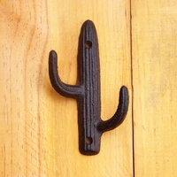 Retro Pastoral Cast Iron Cactus Hook Wall Hook Grocery Garden Decoration Curtain American Country Nostalgic Style 14.1x8x3.5cm
