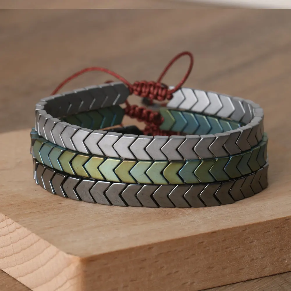 1 Шт. Гематитовый Браслет Стрелка Исцеление Баланс Медитация Заземление