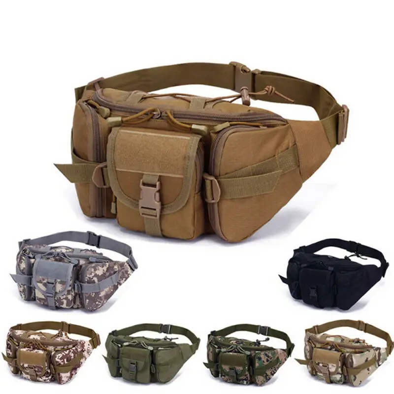 

Utility Men Waist Pack Outdoor Bag Pouch Military Camping Hiking Waist Water Bottle Belt Bags Camouflage Waist Fanny Pack