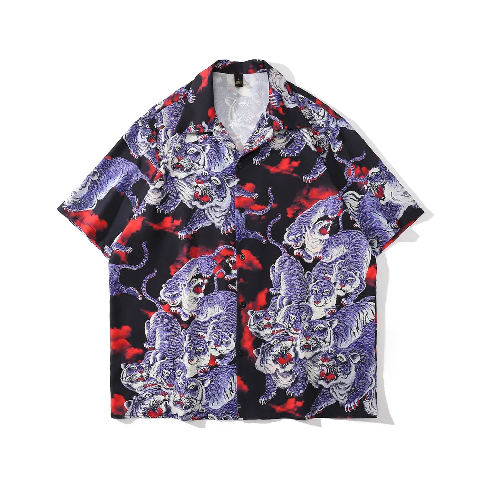 

OSCN7 Casual Printed Short Sleeve Shirt Men Street 2022 Hawaii Beach Oversize Women Fashion Harujuku Shirts for Men 154