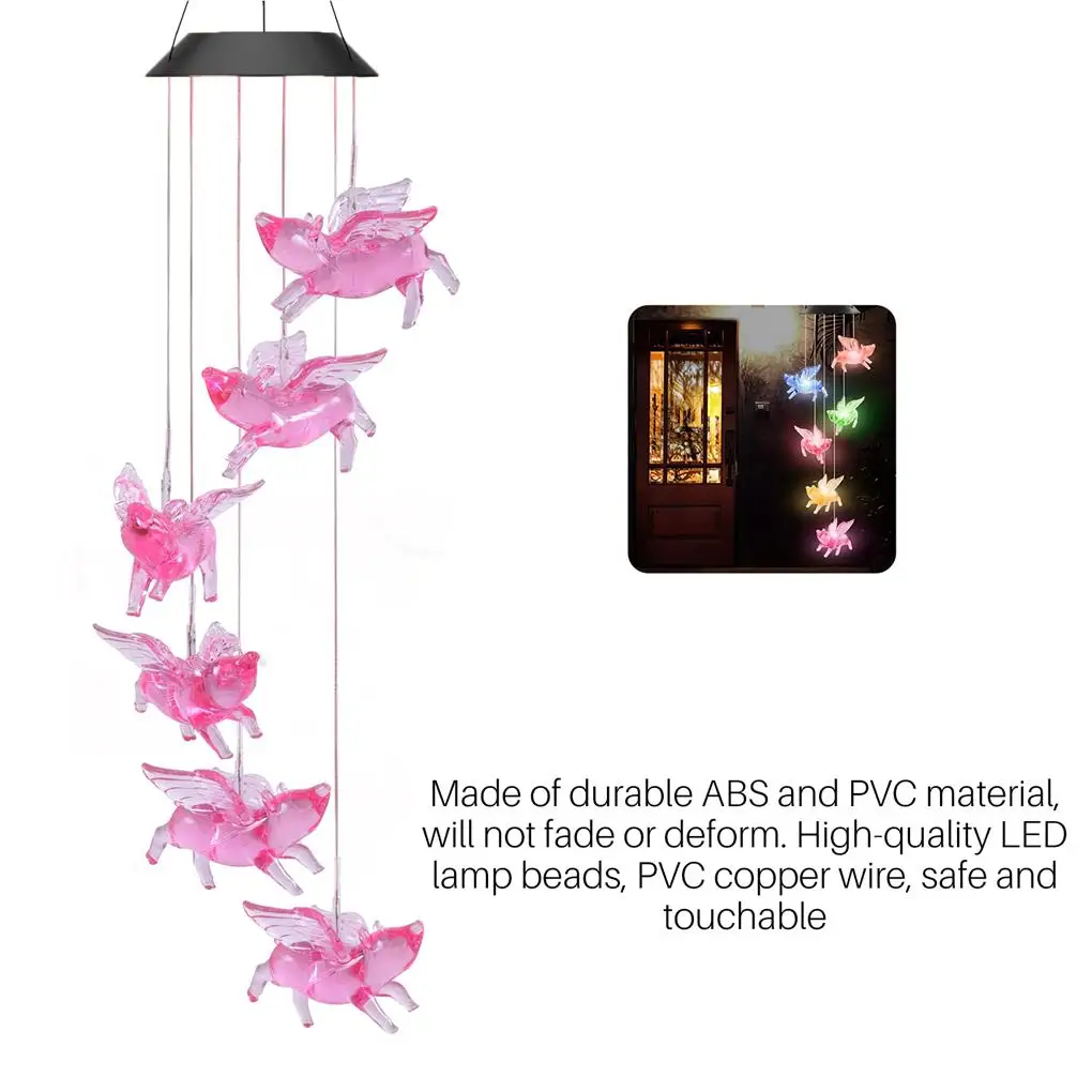 

Color Changing Solar Flying Pig Wind Chime Lamp Romantic Decorative Decor