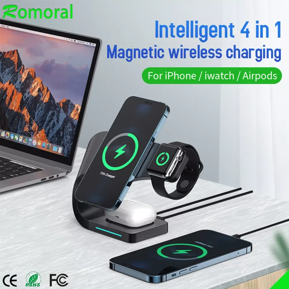 

NEW2023 Wireless Charger 4 in 1 Fast Wireless Charging for iPhone 12/13pro Max /12 Pro Max/12 Mini SE/6/5/4/3/2 Airpo