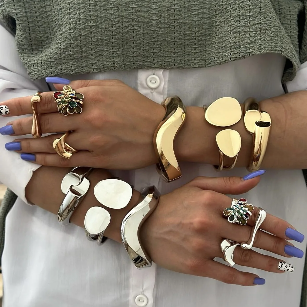 Винтажные нестандартные широкие манжеты KMVEXO в стиле хип-хоп для женщин яркие