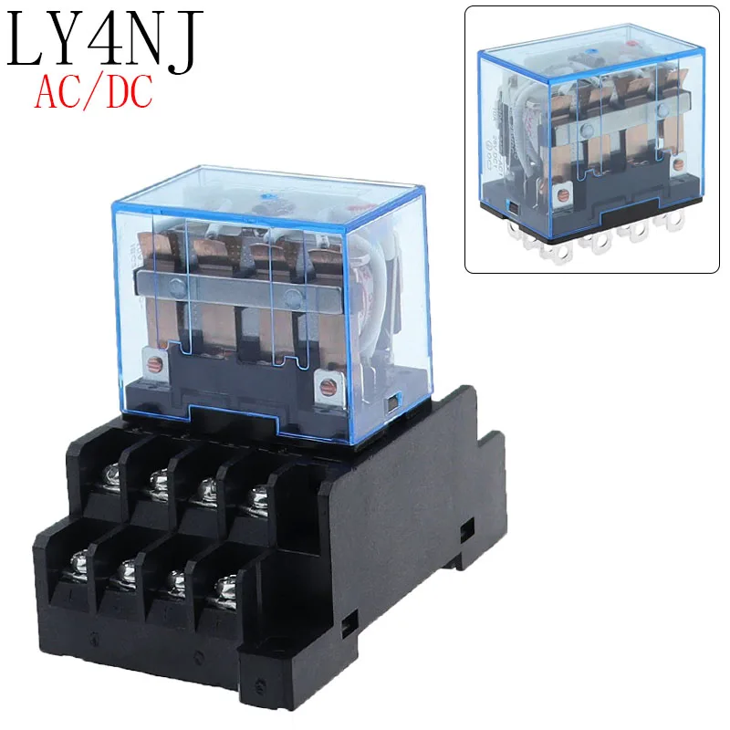 Промежуточное реле HH64P LY4NJ 10A Micro Маленькое электромагнитное реле ACDC12V24V AC110V 220V 380V с 14-контактным цоколем PTF14A