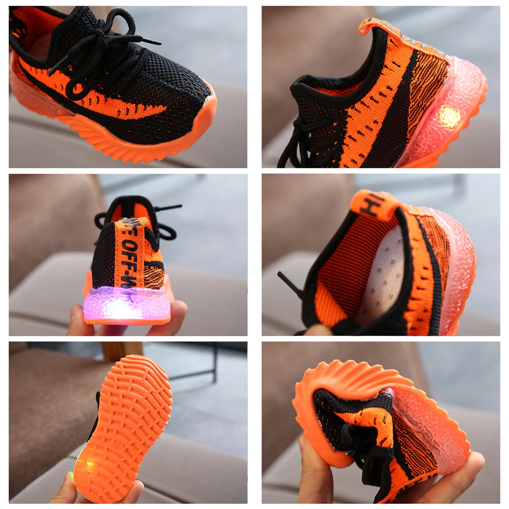 Кроссовки Детские со светодиодной подсветильник кой обувь для мальчиков и