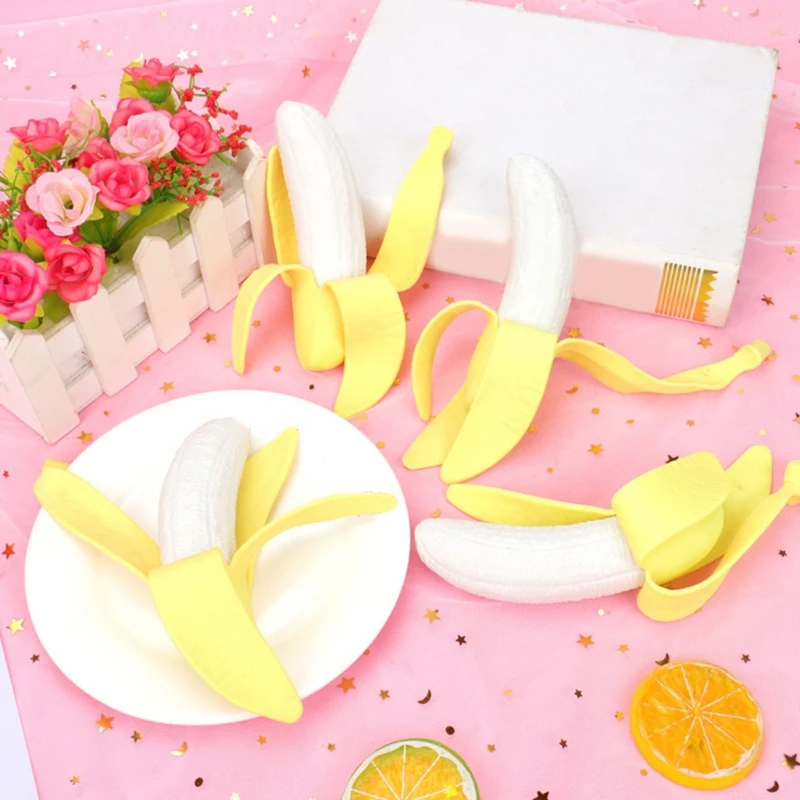 

Simulation Banana Squeeze Fidget Ball Interactive Anxiety Peel Pinch Toy Soft Decompressing Fruit for Men Women Stress