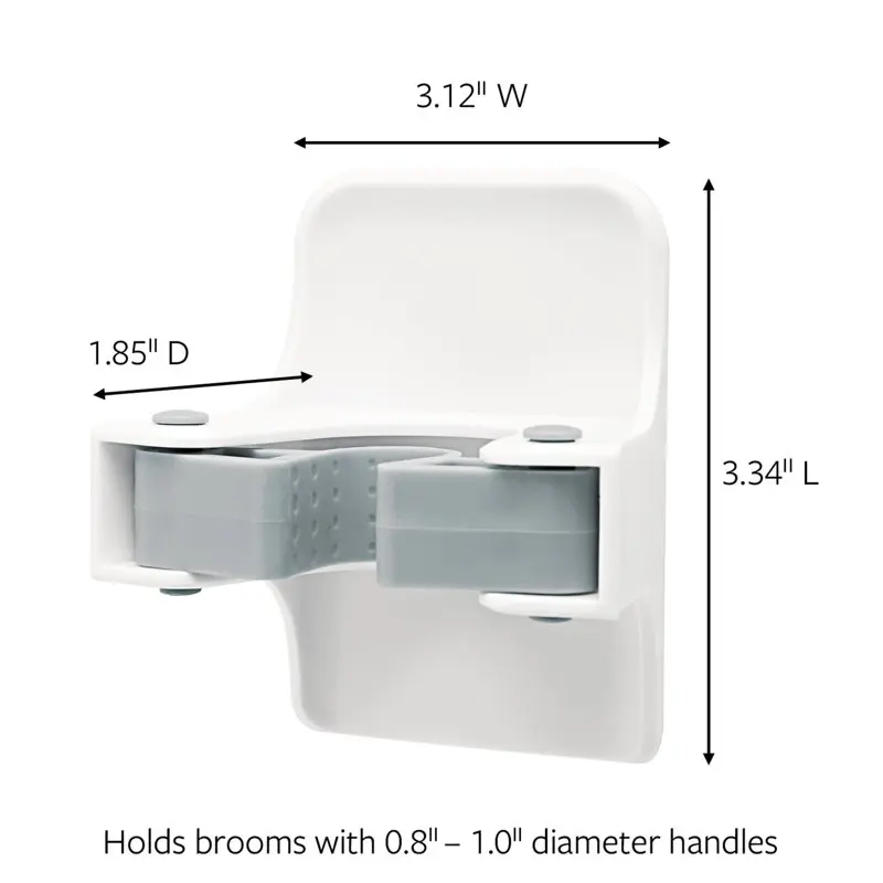 

Damage Free 1 White Wall Hook Organizing Grippers Mop Hanger - Quick & Easy Home Storage & Decor Solutions.