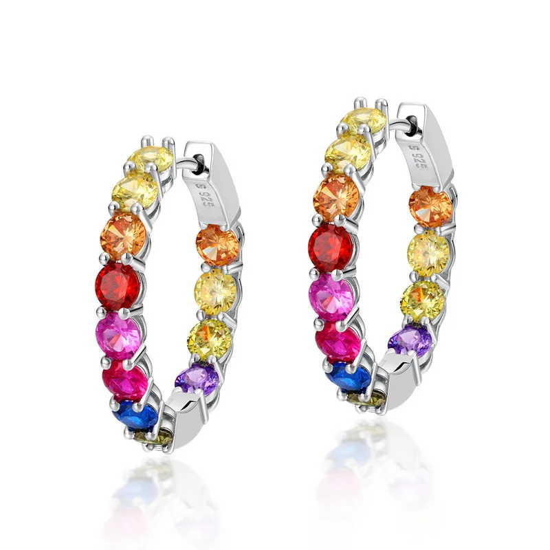 

Женские круглые серьги из серебра 925 пробы, с фианитами