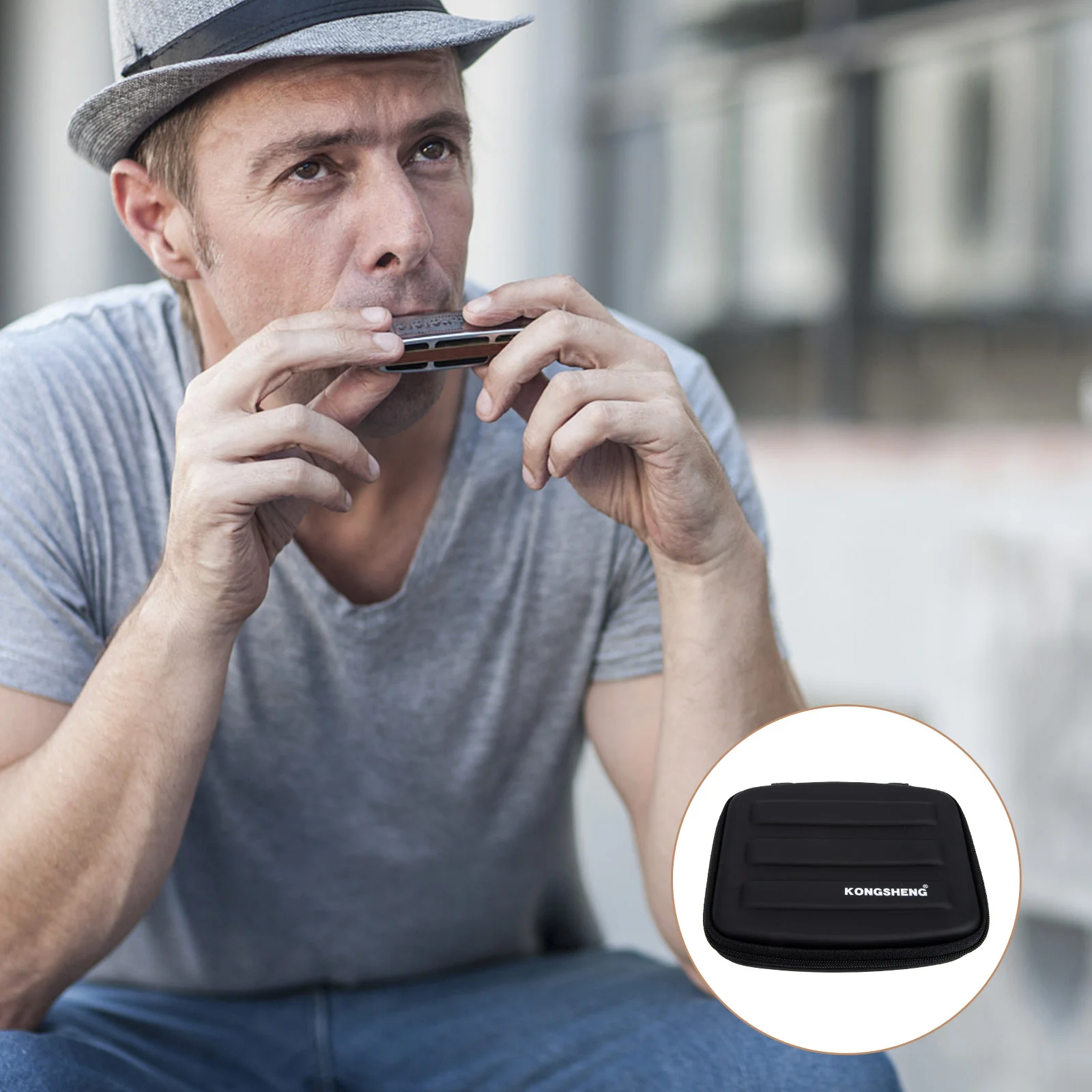 

Harmonica Casestorage Box Carrying Pouch Shockproof Eva Carry Carrier Outdoor Holder Travel Container Accessory Hard Zippered