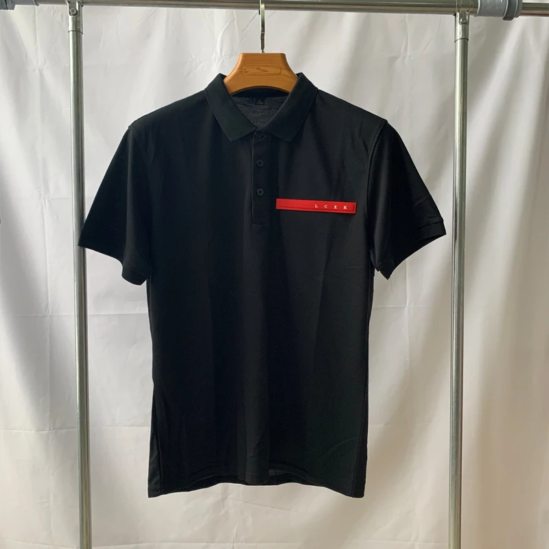 Мужская рубашка-поло с лацканами Красная резиновая рубашка коротким рукавом