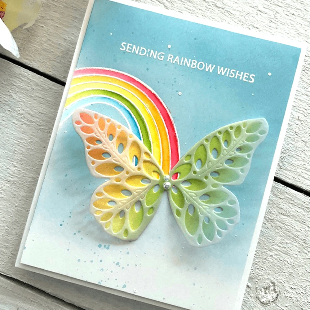 Вырубные штампы в виде бабочек ярких надписей Радужный штамп для скрапбукинга