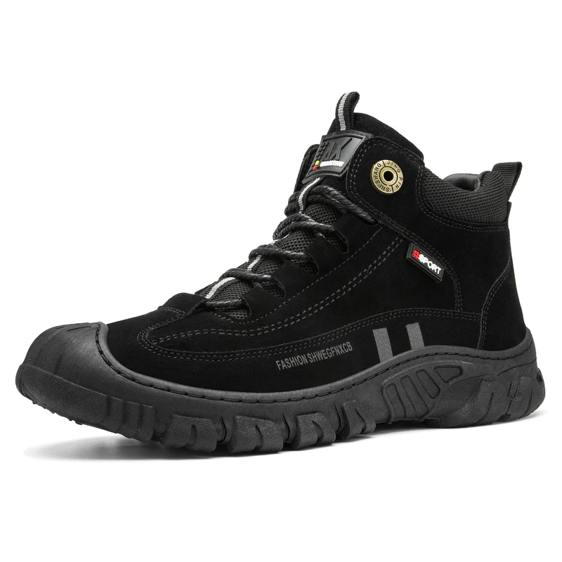 HIKEUP Outdoor Casual Sneakers Autumn Winter Hiking Shoes Men's Shoes Mid-Top Travel Wearable Walking Shoes Factory Outlet