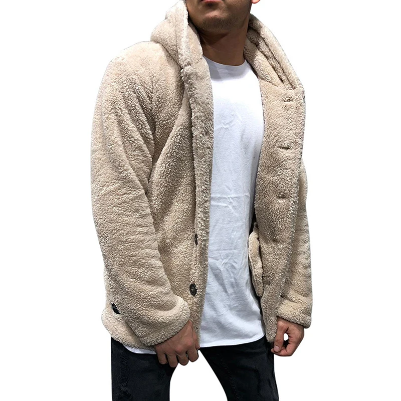 

Winter Men Jackets Cardigans Fashion Hooded Button Long Sleeves Overcoat h Pockets Solid Male Outwear