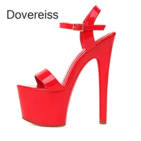 summer women clear heels sandals fashion waterproof white red sexy new narrow band buckle consice height 40 41 42