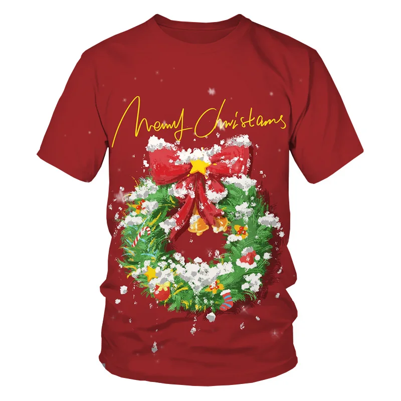 

Рождественская футболка для женщин, 3d Яркая футболка с коротким рукавом, рождественские топы, женские футболки оверсайз, уличная одежда Y2k