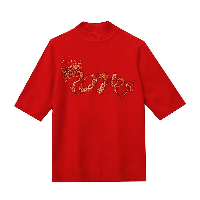 Новинка Осенний вязаный свитер с высоким воротником сексуальные топы красным