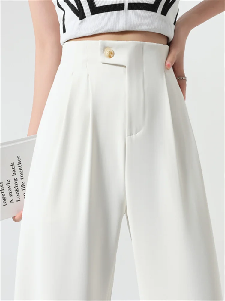 

Suits Pants Women High Waisted Korean Fashion Casual Full Length Wide Leg Pants Office Ladies Elegant Straight Pants