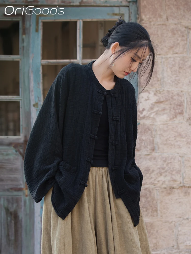 Оригинальная Свободная рубашка с длинным рукавом в национальном стиле Женская