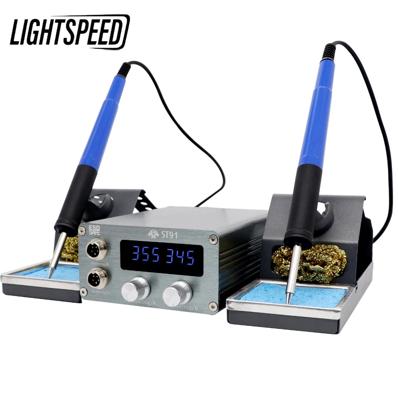 OSS ST-91 Soldering Station Double Digital Display Adjustable Temperature Electric Soldering Iron for Phone Repair