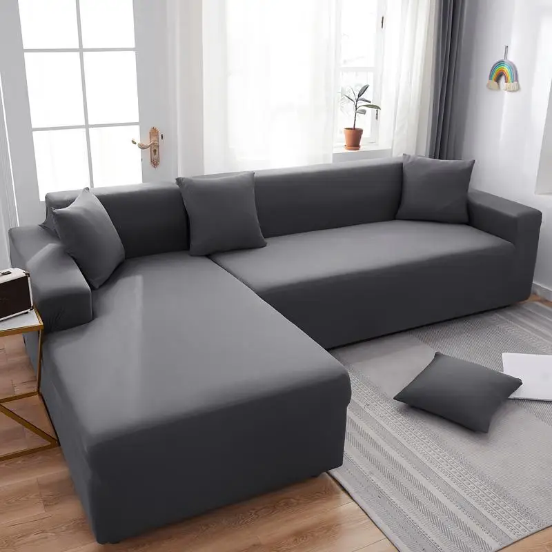 

Plain Corner Sofa Covers for Living Room Elastic Spandex Couch Cover Stretch Slipcovers L Shape Sofa Need Buy 2pcs Sofa Cover