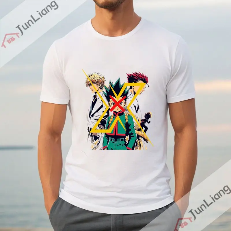 

Рубашка унисекс с японским аниме, свободная уличная модная сувенирная футболка в стиле Харадзюку для охотника/манги