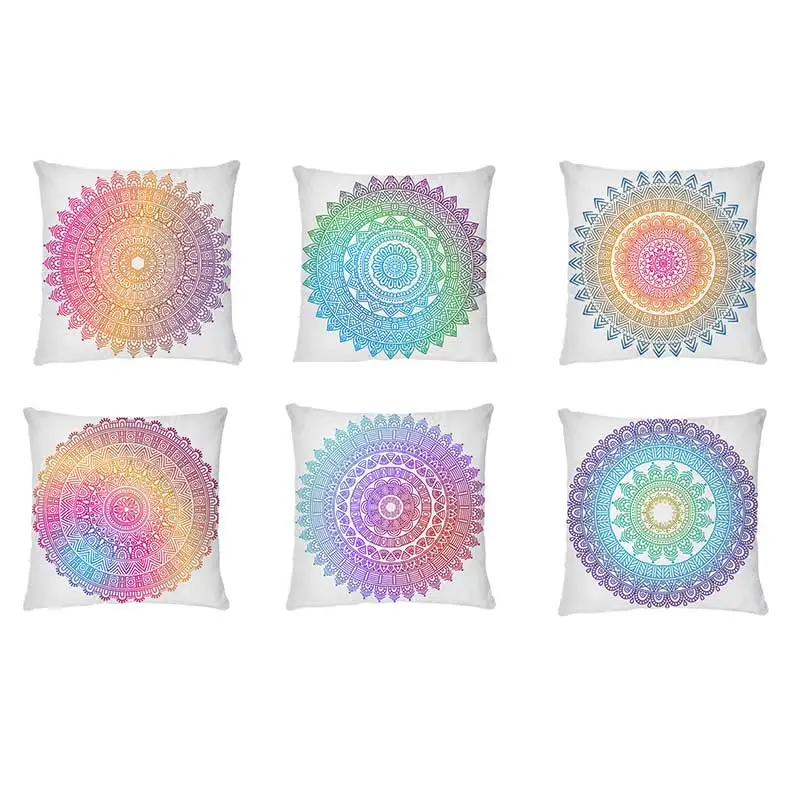 

Colorful Mandala Print Meditation Cushion Cover Ethnic Floral Polyester Living Room Sofa Pillow Car Cushion Cover Sofa Cover DIY