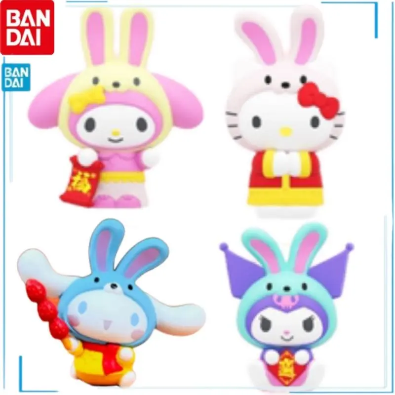

In Shelf BANDAI Anime Figures My Melody Cinnamoroll BabyCinnamoroll Hello Kitty Kuromi Genuine New Year Gashapon