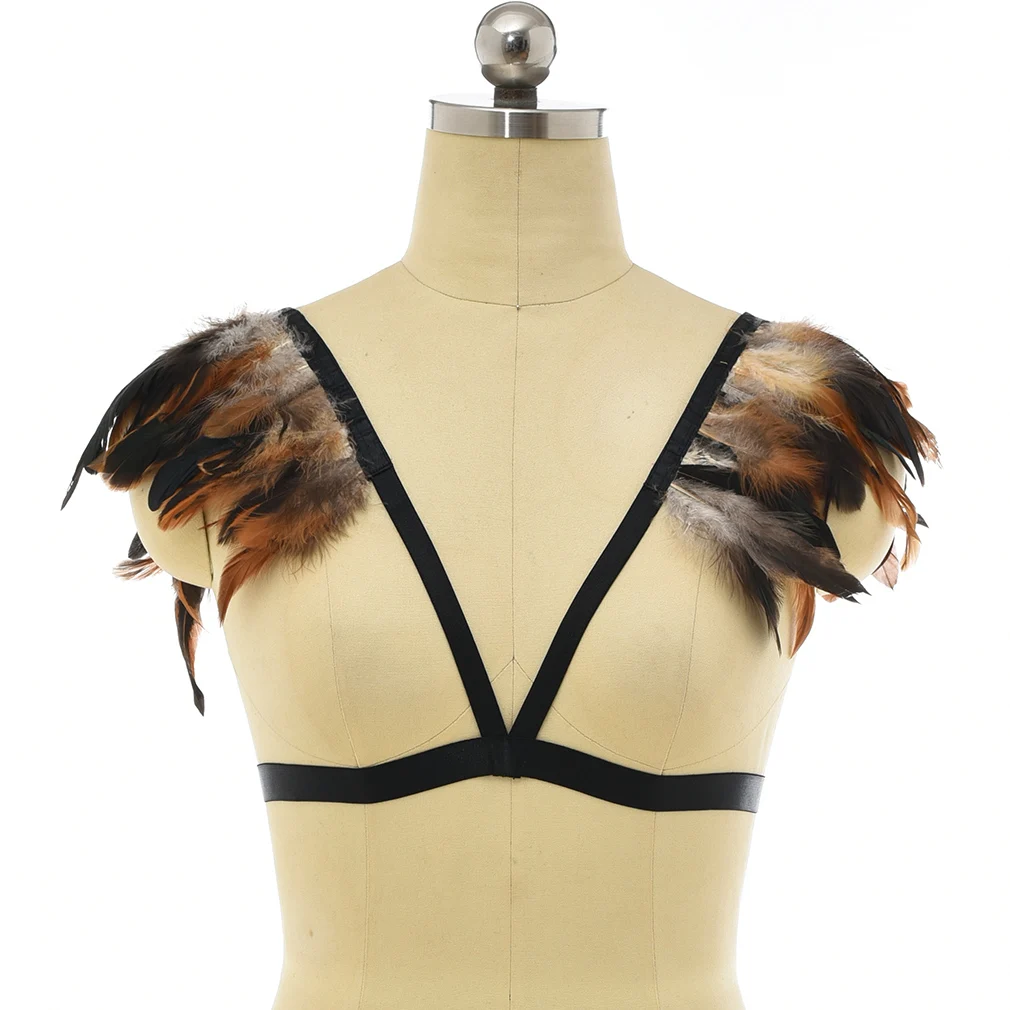 Черная шаль с натуральным перьем накидка на плечи готический воротник для