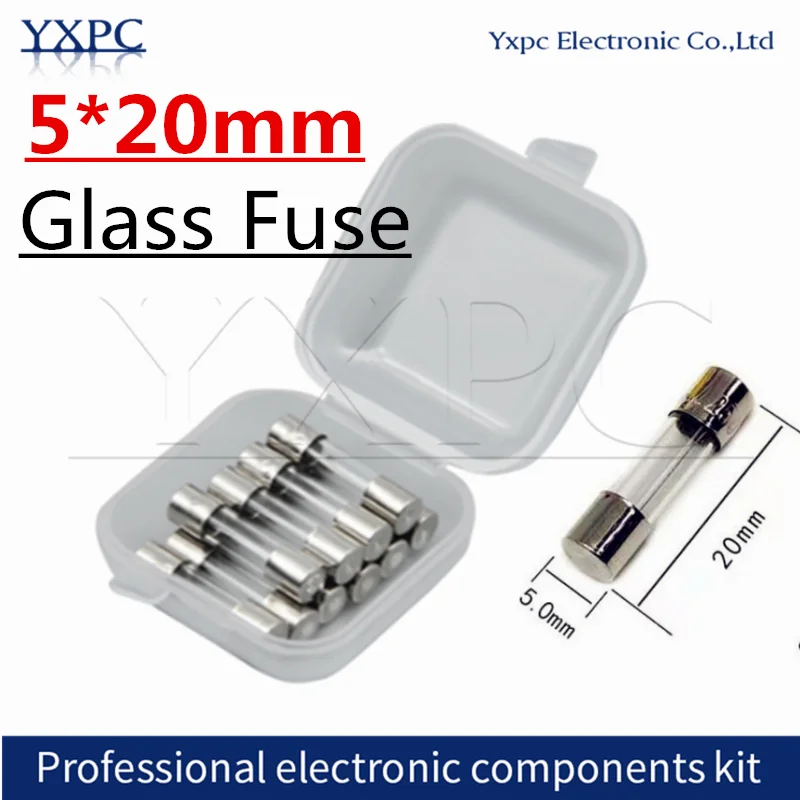 

10pcs 5x20mm Glass Fuse with Box 5x20 0.1A 0.2A 0.5A 1A 2A 3A 4A 5A 8A 10A 15A 20A 25A 30A 250V 5*20mm Household Fuses Tube