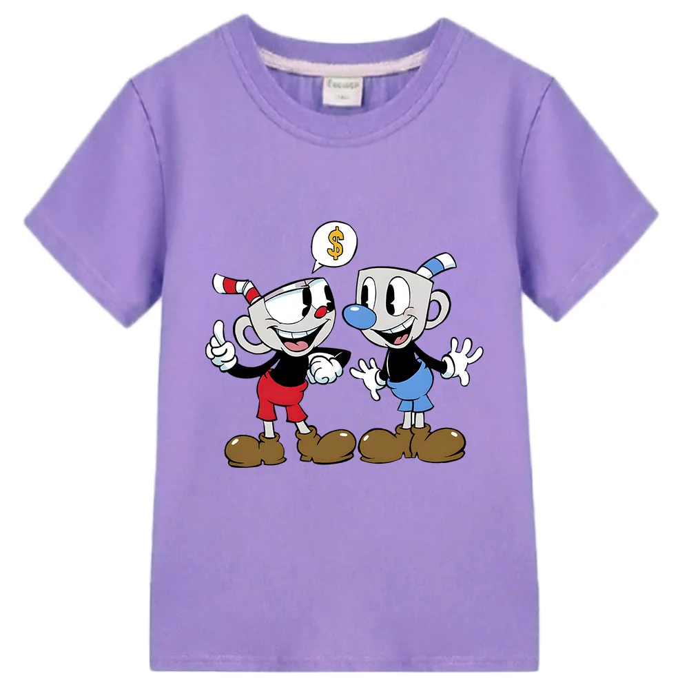 

Футболка Cuphead, Детская футболка, забавная Одежда для девочек, детские топы, одежда для маленьких мальчиков, футболки, детская одежда, футболка, 100% хлопок