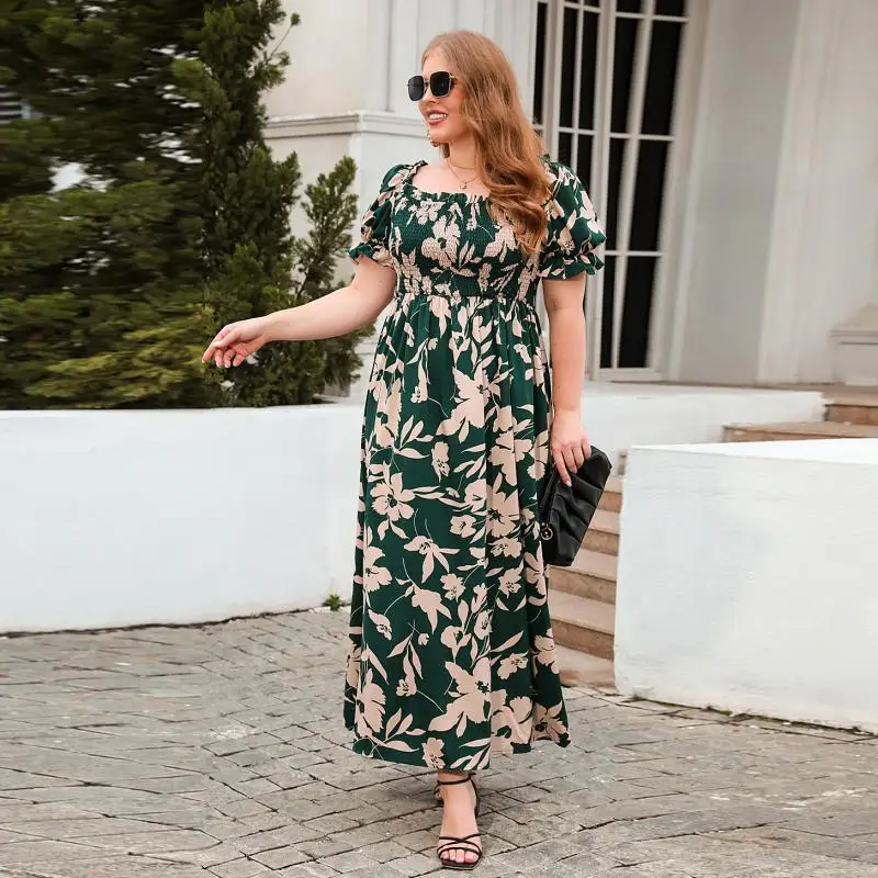Женская одежда большого размера Повседневное платье для отпуска с принтом