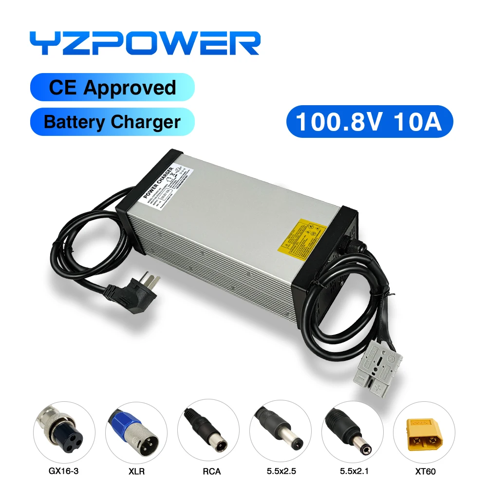 

Зарядное устройство YZ POWER для литиевых аккумуляторов 100,8 в, 10 А, 24 серии, высококачественный источник питания для 90 в универсальных электронн...