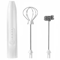 electric milk frother egg beater kitchen drink foamer whisk frothy blend mixer coffee cappuccino creamer whisk white