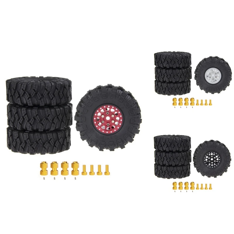 

4 шт. 62x21 мм, 1,0 дюйма, металлический замок, обод колеса, набор шин для 1/18 1/24 RC Crawler Car TRX4M Axial SCX24 AX24 FCX24