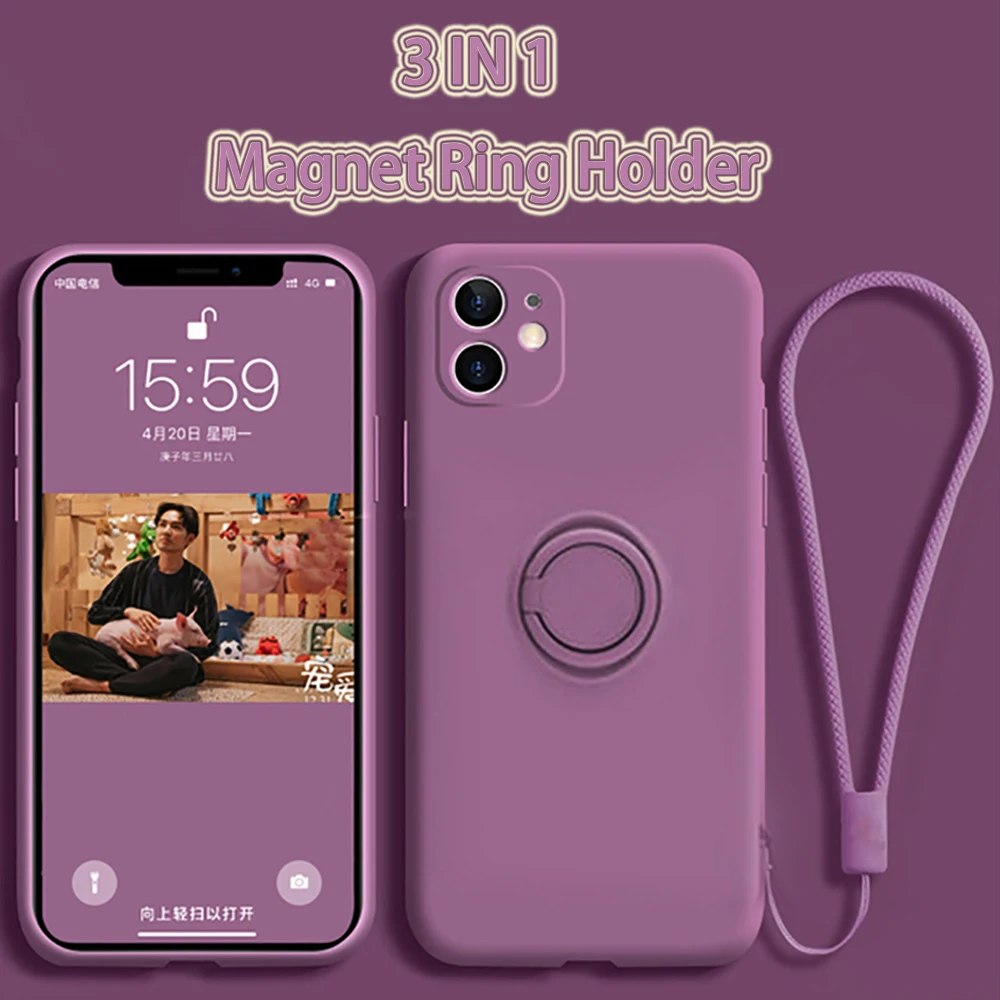 

Motorola G9 Power Case For Moto G9 Power Cover For Moto G9 Plus G9 Play One Fusion Shockproof Liquid Silicone Ring Holder Cover
