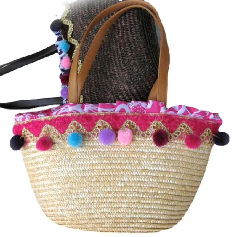 

New Fashion Hydrangea Straw Braided Women's Shoulder Bag Bohemian Summer Beach Straw Bag Large Capacity Designer Female Handbag