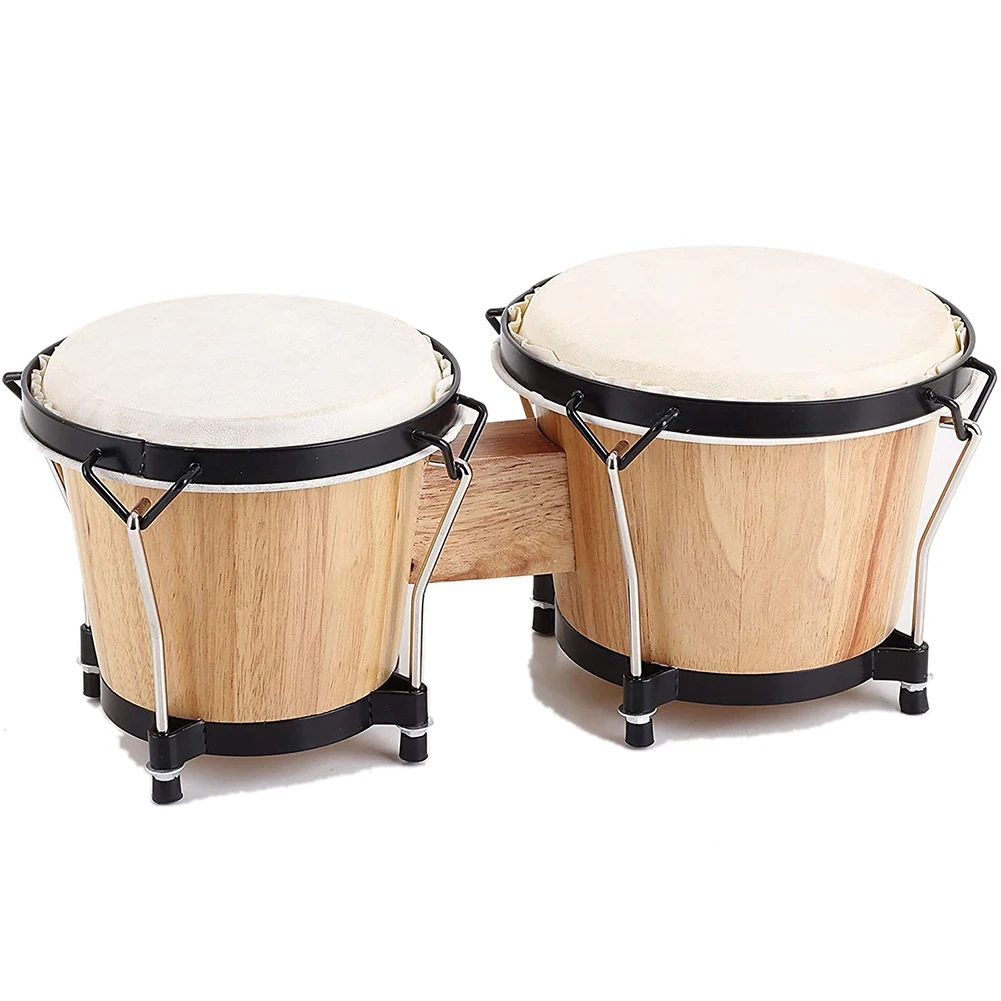 

Bongo Drums, 6 inch and 7 inch Drum Set, Tunable Percussion Instruments Poplar Frame Construction Bongo Drum,Wood