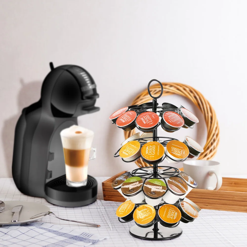 

Подставка для капсул, вращающийся держатель для кофейных капсул, диспенсер для капсул, настольный органайзер, 36 чашек