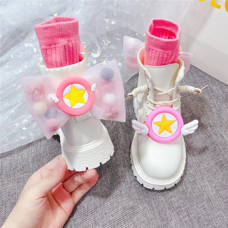 

Tsukino Usagi Child Spring Autumn Winter Girl Cute Cartoon Boots Single Shoes Plus Velvet Anti-Slip White Fashion Leather Boots