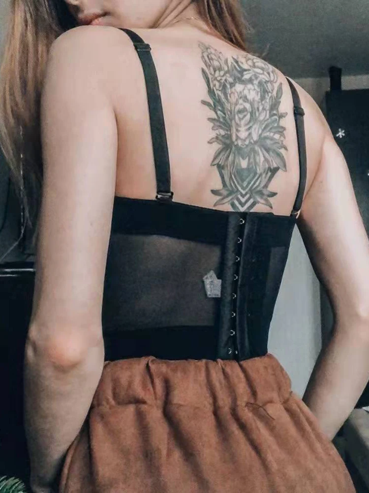 Sexy Black Transparent Bra Mesh Push Up Bralet Women's Tube Top Corset Bustier Bra Club Party Crop Top Lingerie Plus Size