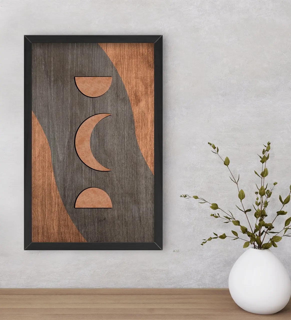 

BK дома месяц отделочная древесина в черной оправе Tablo-3