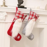 christmas stocking knitted large capacity traditional with hoop colorful tree decor fluffy faceless elderly man snowflake xmas