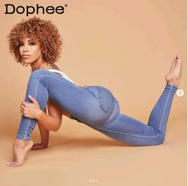 

2022 New Spring and Autumn High Waist Super Strentch Fitness Long Denim Pants Trousers Female Sports Skinny Blue Jeans for Women
