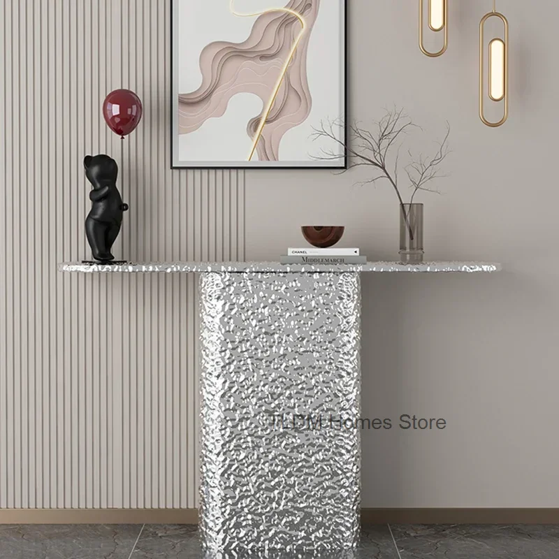 Современный угловой стол для гостиной серебряная консоль классический