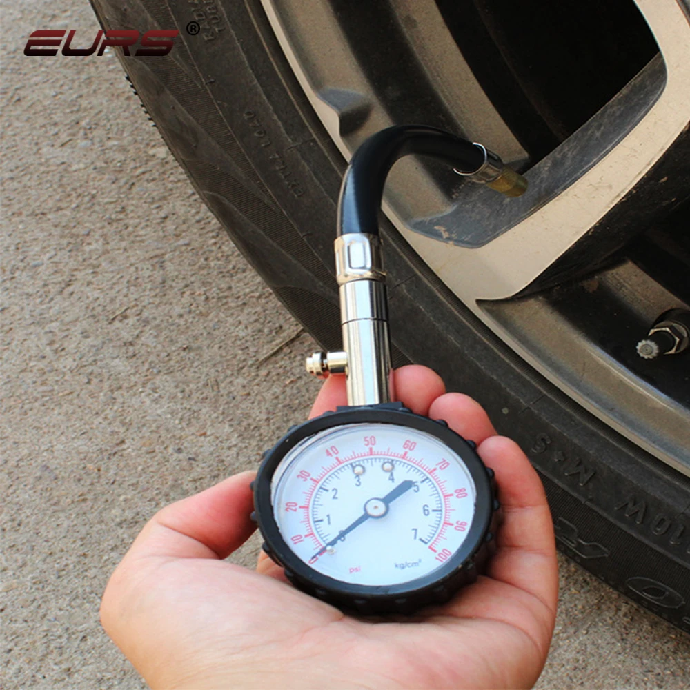 

EURS Universal Tire Pressure 0-100PSI Long Tube Gauge Meter High-Precision Tyre Air Tester for Car Motorcycle Monitoring System