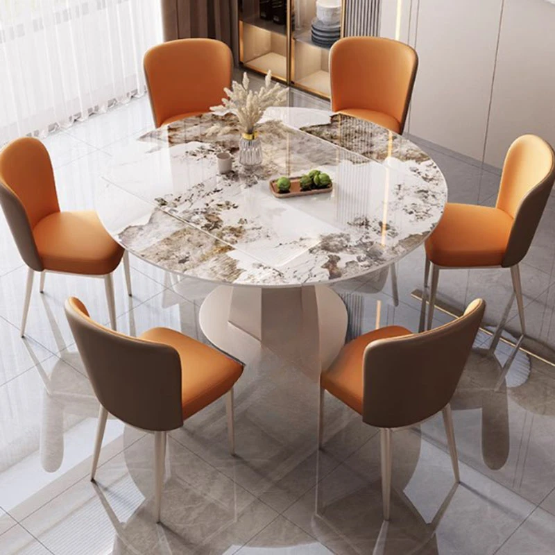Итальянский европейский обеденный стол мраморные складные стулья кофейный