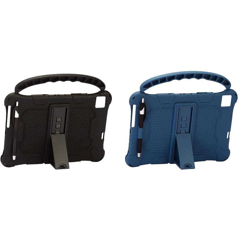 

2 Set Tablet Case For Teclast M40 P20HD P20 10.1 Inch Tablet Silicone Case Tablet Stand With Handle, Blue & Black