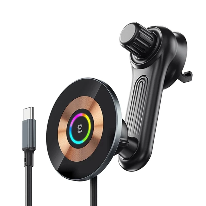 

Wireless Car Charger RGB 15W Qi Fast Car Phone Holder Wireless Charger Automatic Sensor in Car Charging Mount Vent